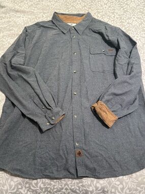 Legendary Whitetails Men's Blue Button-Down Shirt with Tan Contrast
